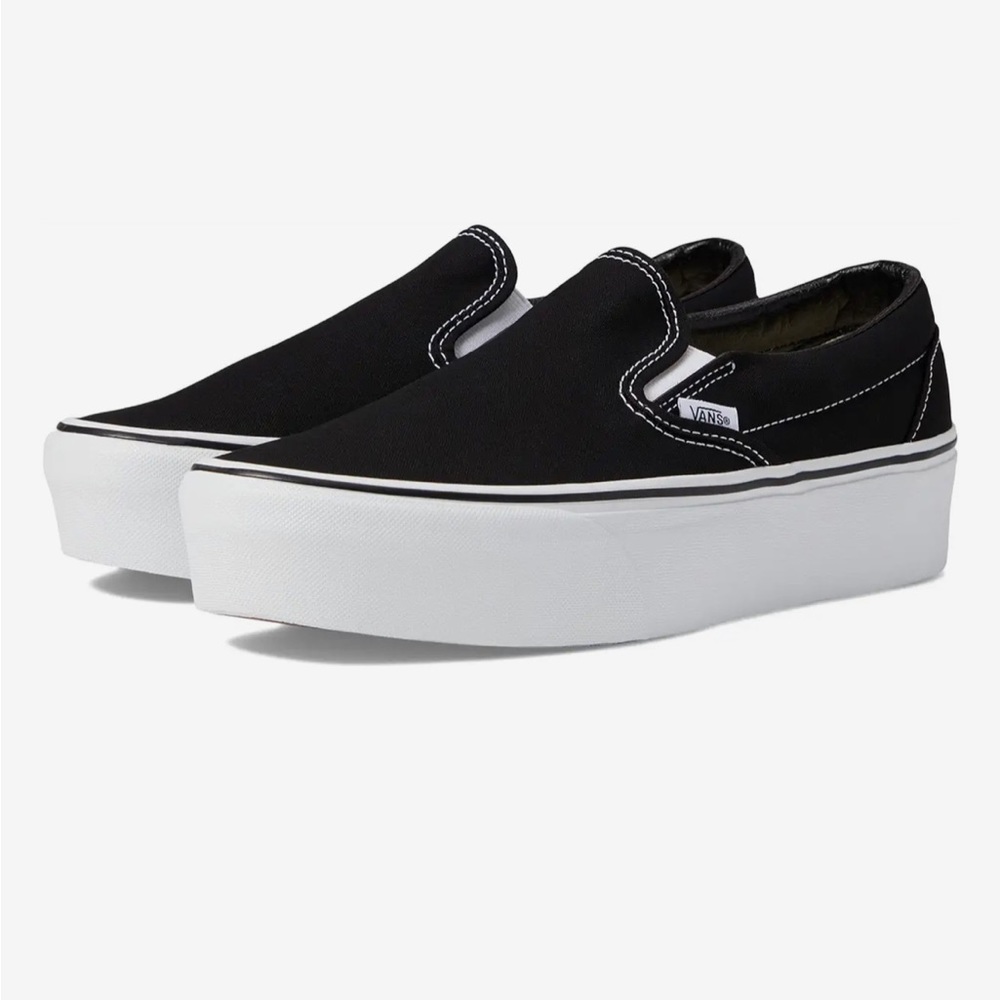 Black Platform Slip On Vans Size 6